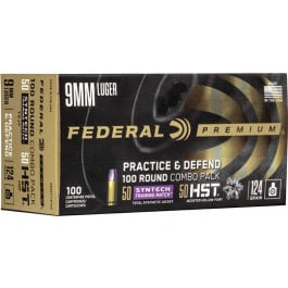 Federal Federal P9HST1TM100 Practice & Defend 9mm Luger 124 gr HST/Synthetic - 100rd Box