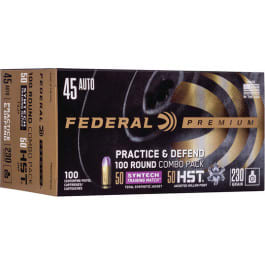 Federal P45HST2TM100 Practice & Defend 45 ACP 230 gr HST/Synthetic - 100rd Box