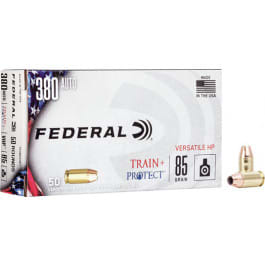 Federal TP380VHP1 Train + Protect 380 ACP 85 gr Jacketed Hollow Point (JHP) - 50rd Box