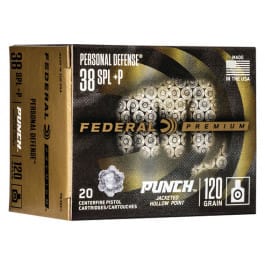 Federal Federal PD38P1 Premium Personal Defense Punch 38 Special +P 120 gr Jacketed Hollow Point (JHP) - 20rd Box