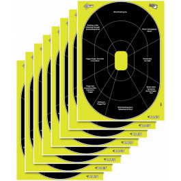 EZ-Aim 15220 Splash Reactive Target Oval Paper Hanging Handgun 12" x 18" Black/Yellow 8 Per Pkg
