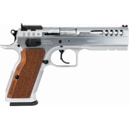 Tanfoglio IFG TFSTOCKM9 Defiant Stock Master 9mm Luger 17+1 4.75" Hard Chrome Steel/ Wood Grip