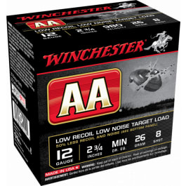 Winchester Winchester Ammo AA12FL8 AA Low Recoil Low Noise 12GA 2.75" 1oz #8 Shot - 25SH Box