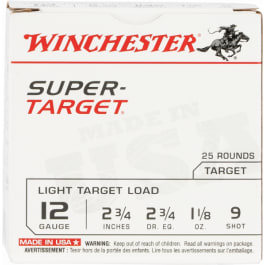 Winchester Winchester Ammo TRGT129 Super Target 12 Gauge 2.75" 1 1/8 oz 9 Shot - 25SH Box