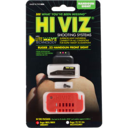 HiViz HiViz HRBLW01 LiteWave Front Sight Interchangeable Red, Green, White Fiber Optic LitePipe Black Frame for Ruger Mark I,II,III,IV