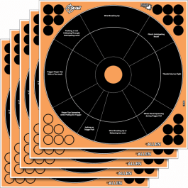 EZ-Aim 15250 Splash Reactive Target Self-Adhesive Paper Black/Orange 1" Bullseye 12 PK