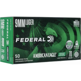 Federal AE9LF1 <em>American</em> <em>Eagle</em> 9mm Luger 70 <em>gr</em> Lead Free IRT - 50rd Box