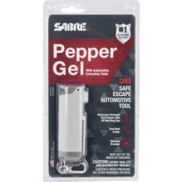 Sabre SELG01 <em>Safe</em> Escape 3-<em>in</em>-<em>1</em> Automotive Tool Gray Polymer Distance 10 ft Features Glass Breaker/Pepper Gel/Seat Belt Cutter