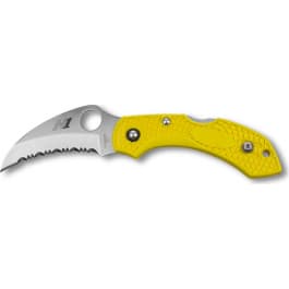 <em>Spyderco</em> C28SYL2HB <em>Dragonfly</em> <em>2</em> Salt <em>2</em>.30" Folding Hawkbill Serrated H1 Steel Blade Yellow FRN Handle Includes Pocket Clip