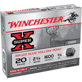 Winchester Winchester Ammo X20RSM5 Super X 20 Gauge 2.75" 3/4 oz Rifled Slug Hollow Point Shot - 5sh Box