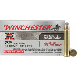 Winchester Ammo X22MH Super-X 22 WMR 40 GR Jacketed Hollow Point - 50rd Box