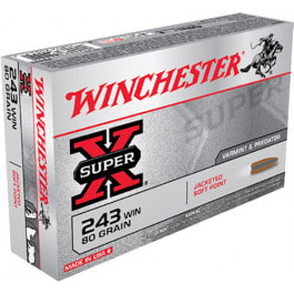 Winchester Winchester Ammo X2431 Super-X 243 Winchester 80 GR Pointed Soft Point - 20rd Box