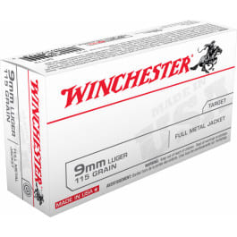 Winchester Ammo Case Qty - Q4172X - Best Value Target & Practice 9mm Luger 115 GR, Brass, Boxer, Reloadable, Full Metal Jacket - 500 Round Case