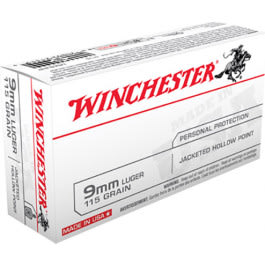 Winchester Ammo USA9JHP Best Value 9mm Luger 115 GR Jacketed Hollow Point - 50rd Box