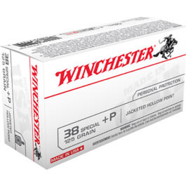 Winchester Ammo USA38JHP Best Value 38 Special +P 125 GR Jacketed Hollow Point - 50rd Box