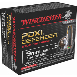 Winchester Winchester Ammo S9MMPDB Elite 9mm Luger +P 124 GR Bonded Jacket Hollow Point - 20rd Box