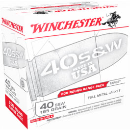 Winchester Ammo USA40W USA Centerfire 40 Smith & Wesson (S&W) 165 GR Full Metal Jacket - 200 Round Box