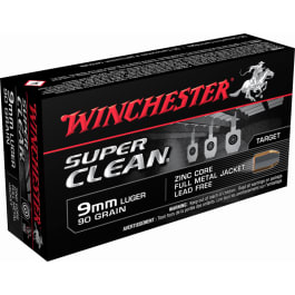 Winchester Winchester Ammo W9MMLF Super Clean 9mm Luger 90 GR Full Metal Jacket - 50rd Box