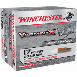 Winchester Winchester Ammo X17P Varmint X 17 Hornet 20 gr Polymer Tip Rapid Expansion - 20rd Box