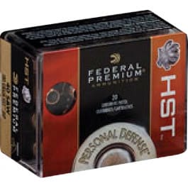 Federal P40HST1S Premium Personal Defense 40 Smith & Wesson (S&W) 180 GR Hydra-Shok Jacketed Hollow Point - 20rd Box