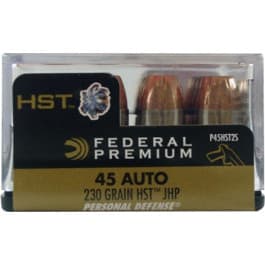 Federal P45HST2S Premium Personal Defense 45 ACP 230 GR Hydra-Shok Jacketed Hollow Point - 20rd Box