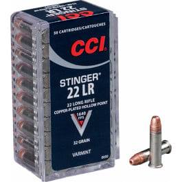 CCI 0050 Varmint 22 LR Stinger Copper-Plated HP 32 GR - 50rd Box