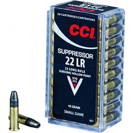 CCI 957 22 LR Suppressor 22 Long Rifle (LR) 45 GR Lead Hollow Point - 50rd Box