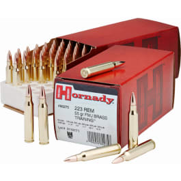 Hornady 80275 Custom 223 Rem 55 gr Full Metal Jacket Boat-Tail (FMJBT) - 50rd Box