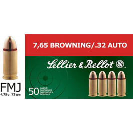Sellier & Bellot SB32A Handgun 32 ACP 73 gr Full Metal Jacket (FMJ) - 50rd Box