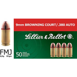 Sellier & Bellot SB380A Handgun 380 ACP 92 gr Full Metal Jacket (FMJ) - 50rd Box