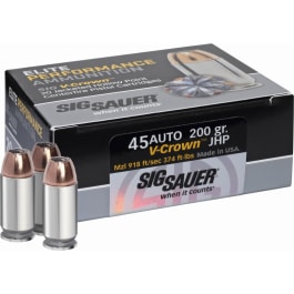 Sig Sauer E45AP2-20 V-Crown Jacketed Hollow Point 45 ACP 230 GR Jacketed Hollow Point - 20rd Box