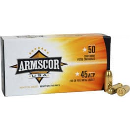 Armscor USA 45 ACP 230gr FMJ 50-Round Box Brass Case