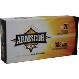 Armscor Armscor USA 308 Win 147gr Full Metal Jacket Brass Case 20 Rounds FAC308-1N