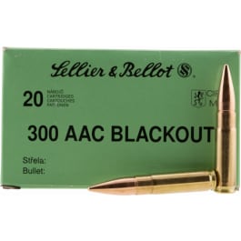 Sellier & Bellot 300BLKSUBA Rifle 300 AAC Blackout 200 GR Full Metal Jacket Subsonic - 20rd Box