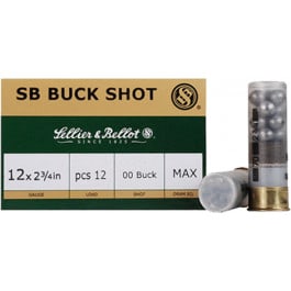 Sellier & Bellot SB12BSC Shotgun 12GA 2.75" Lead 12 Pellets 00 Buck - 25sh Box