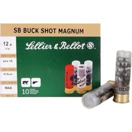 Sellier & Bellot SB12BSA Shotgun 12GA 3" Lead 15 Pellets 00 Buck - 10sh Box