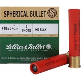 Sellier & Bellot SB410A Shotgun 410GA 2.5" Lead 3 Pellets 000 Buck - 25sh Box