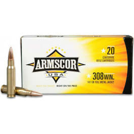 Armscor USA 308 Win 168gr Hollow Point Boat Tail Brass Case 20 Rounds