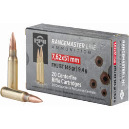 Prvi Partizan PPU PPRM762 Rangemaster 7.62x51mm NATO 145 gr Full Metal Jacket Boat-Tail (FMJBT) - 20rd Box
