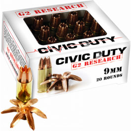 G2 Research Civic Civic Duty 9mm Luger <em>100 GR</em> Hollow Point - 20rd Box