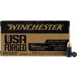 Winchester Ammo WIN9SV USA Forged 9mm Luger 115 GR Full Metal Jacket - 50 Round Box