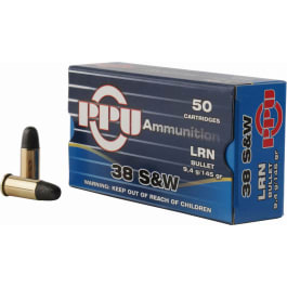 Prvi Partizan PPU PPH38SW Handgun 38 Smith & Wesson (S&W) 145 GR Lead Round Nose - 50rd Box