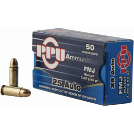 Prvi Partizan PPU PPH25 Handgun 25 ACP 50 GR Full Metal Jacket - 50rd Box