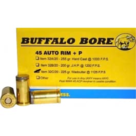 Buffalo Bore Ammunition Buffalo Bore Ammunition 32C/20 45 Auto Rim +P 225 GR Wadcutter - 20rd Box