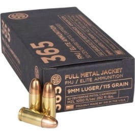 Sig Sauer SIG Sauer E9MMB136550 Elite Ball 9mm Luger 115 gr Full Metal Jacket (FMJ) - 50rd Box