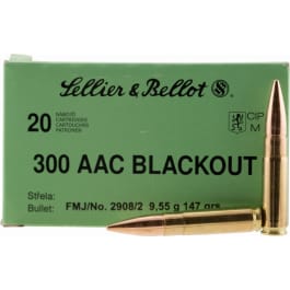 Sellier & Bellot 300BLKB Rifle 300 AAC Blackout 147 GR Full Metal Jacket - 20rd Box