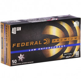Federal Premium Law Enforcement Tactical HST .40 S&W, 180 GR, Jacket Hollow Point - 50 Round Box - P40HST1