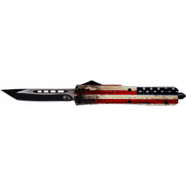 Temp MWUS231 Slim Wood US Flag Tanto 440C Black