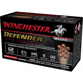 Winchester Ammo SB1200PD Defender Copper 12 Gauge 2.75" 9 Pellets 00 Buck Shot - 10sh Box