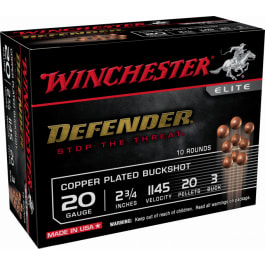 Winchester Winchester Ammo SB203PD Defender Copper 20 Gauge 2.75" 20 Pellets 3 Buck Shot - 10sh Box